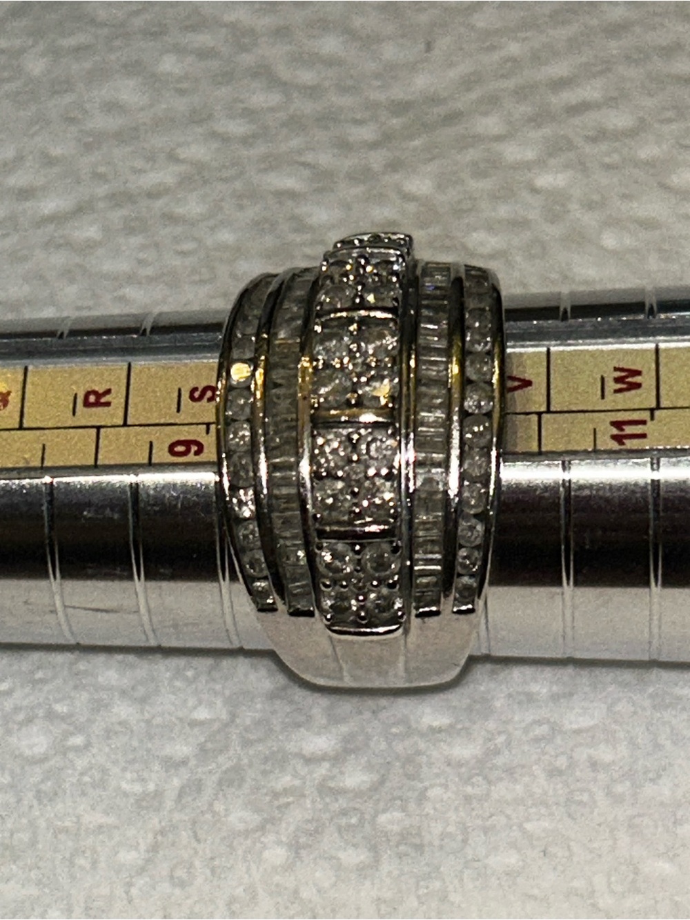 Ross-Simons 2.00ctw Baguette & Round Diamond 925 Silver Multi-Row Ring Size 10 - Picture 12 of 16